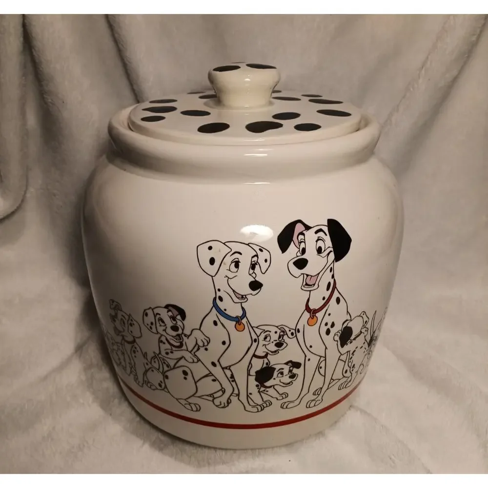Vintage Disney 101 Dalmatians Treasure Craft Ceramic Cookie Jar Canister EUC FS